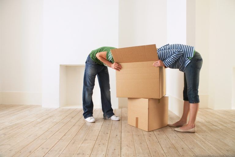 couple moving boxes